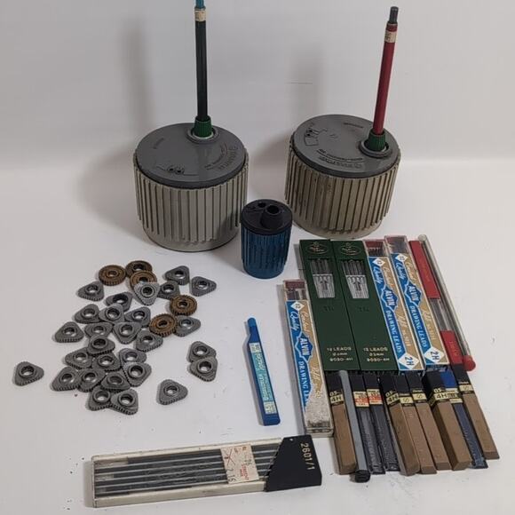 Staedtler Rotary Action Lead Pointer Sharpener Nib Keys & Pencil Lead Lot - Picture 1 of 7
